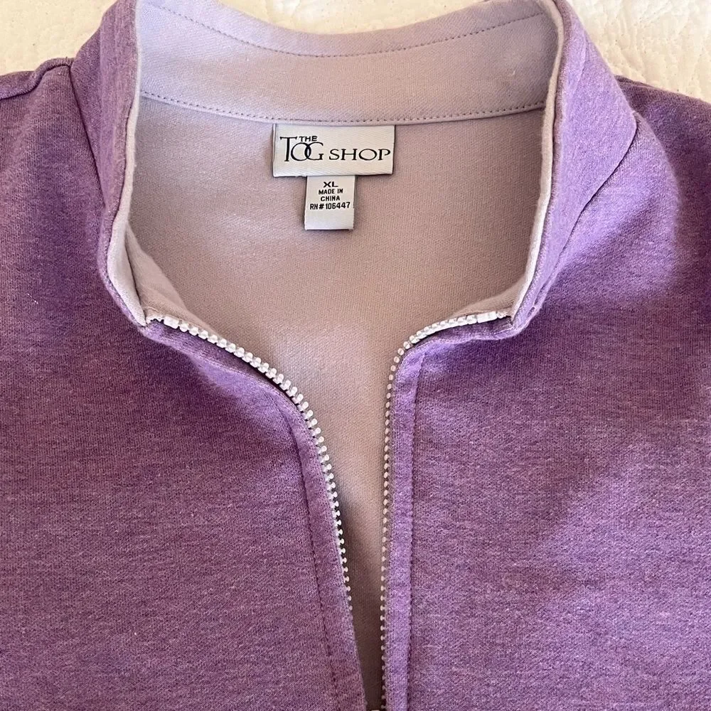 The Tog Shop Lavender Long Sleeve Cotton Blend Sweater Zipper Jacket sz XL